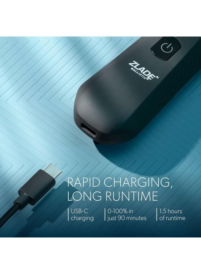 Zlade  ZLADE Ballistic Neo Water Proof IPX5 All-in-One Multi-Groomer for Men | 10-in-1 Beard, Hair & Body Trimmer | Cordless, Waterproof & Travel-Friendly | Precision Grooming Kit for Men | Best Price UAE